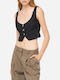 Women's Vest with Buttons Black