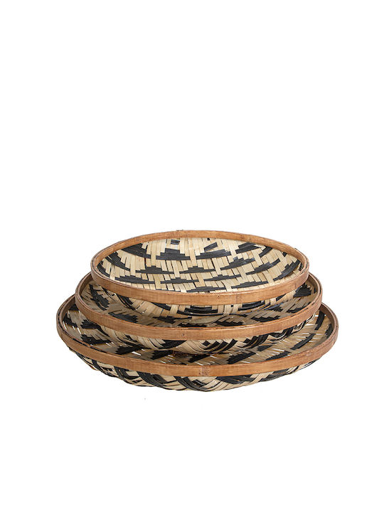 Atmosphera Tavă Decorativă Lemn Modele Geometrice Rotundă 3buc