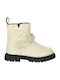 Syssy Kids PU Leather Boots with Zipper Beige