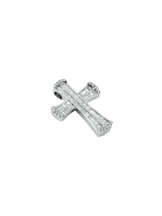 Women's White Gold Cross 18K