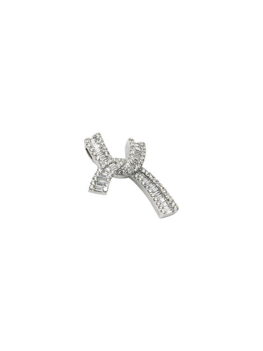 Women's White Gold Cross 18K