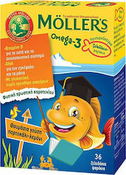 Moller's Omega 3 Fischöl Geeignet für Kinder 36 Geleebohnen Orange Zitrone