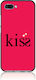 Kisser Back Cover Tempered Glass / Σιλικόνης Κόκκινο (Honor 10)