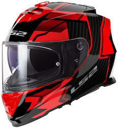 LS2 FF800 Storm II Full Face Helmet with Pinlock and Sun Visor DOT / ECE 22.06 1400gr Tracker Gloss Black Red