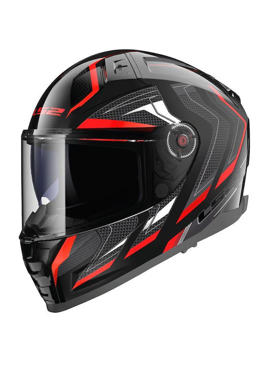 LS2 FF811 Vector II Alizer Gloss Black/Red Cască de motocicletă Față întreagă DOT / ECE 22.06 1500gr cu Pinlock și vizor solar