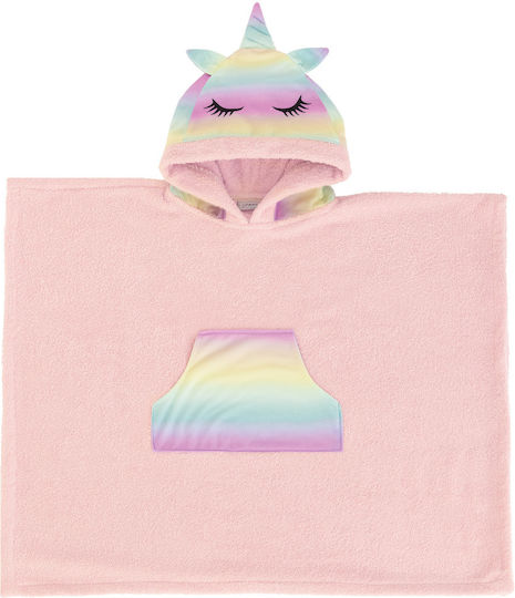 Palamaiki Palamaiki Baby Poncho Bademantel mit Kapuze Monoceros Rosa 70x120cm