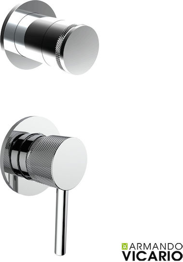 Armando Vicario Industrial Built-in Mixer & Diverter Set for Shower 3 Exits Silver