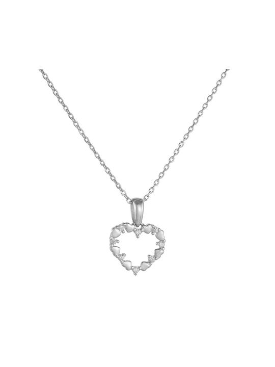 Ioannis Kosmima Necklace with design Heart from Silver with Zircon