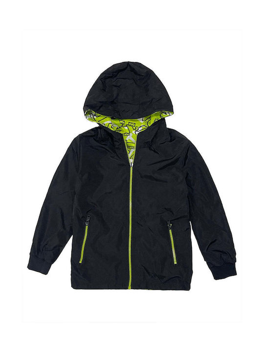 Ustyle Waterproof Kids Casual Jacket Double Sided with Hood Black