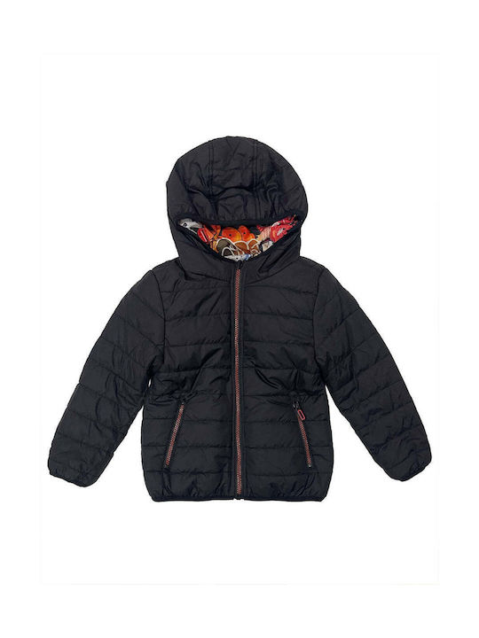 Ustyle Kids Quilted Jacket Double Sided with Hood Black