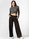Women's Fabric Trousers with Elastic Black
