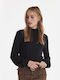 ICHI Women's Blouse Long Sleeve Turtleneck Black