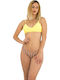 Set Bikini Τριγωνάκι & Brazil Ριγέ Κίτρινο