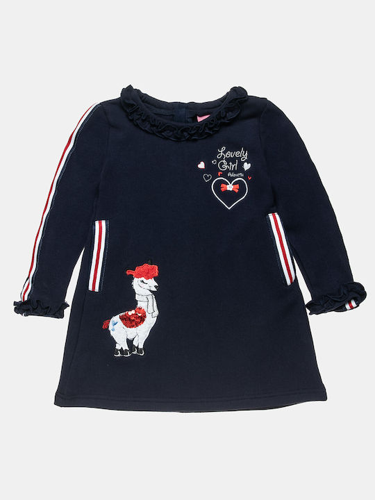 Alouette Sweatshirt Kids Dress with Sequins Blue