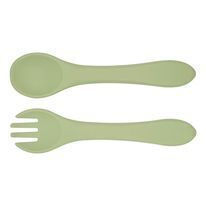 Baby Cloud Baby Set with Fork made of Silicone Green 2pcs