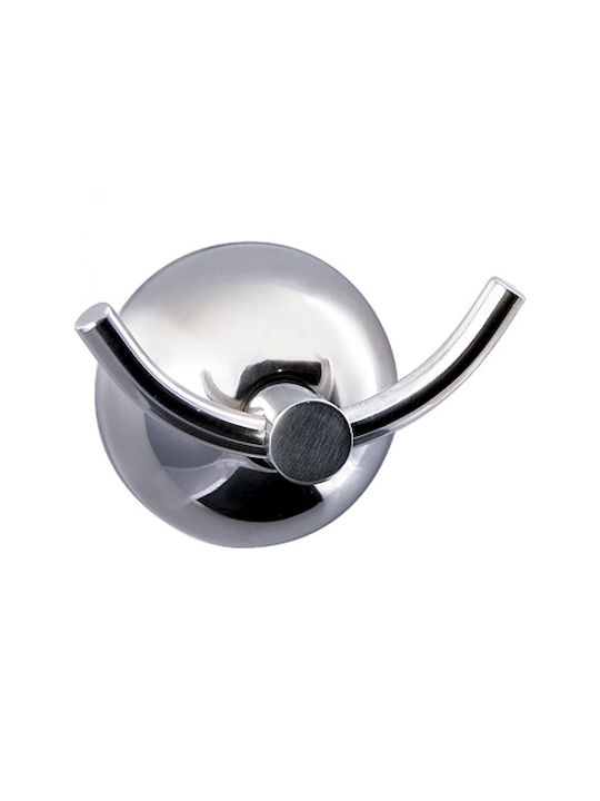Kapitan Άγκιστρο Μπάνιου Διπλό με Βίδες ​4.5x6.5cm Inox Ασημί