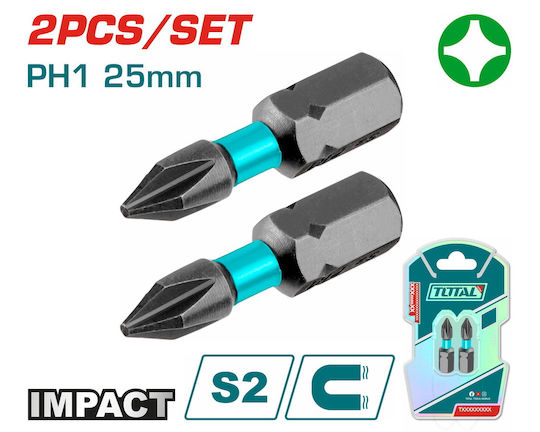 Total Set 2 Screwdriver Bits Cross