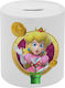 Princess Peach Toadstool Money Box Porcelain Orange 9.5x8.2cm