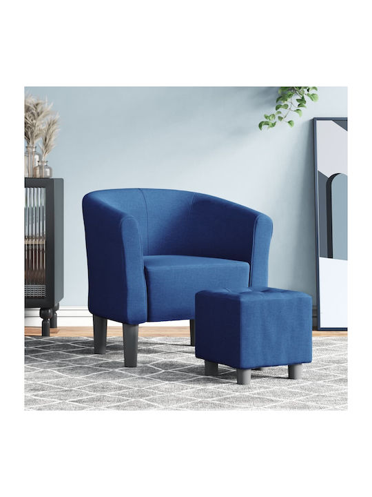 Μπάρελ Armchair with Footstool Blue 46.5x45cm