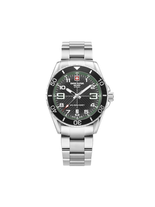 Swiss Alpine Military by Grovana Watch Battery with Silver Metal Bracelet