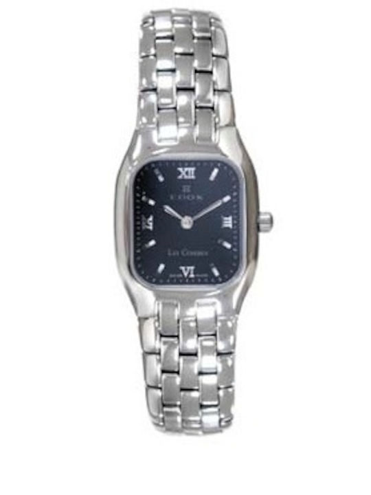 Edox Ανδρικό Ρολόι Μπαταρίας με Ασημί Μεταλλικό Μπρασελέ