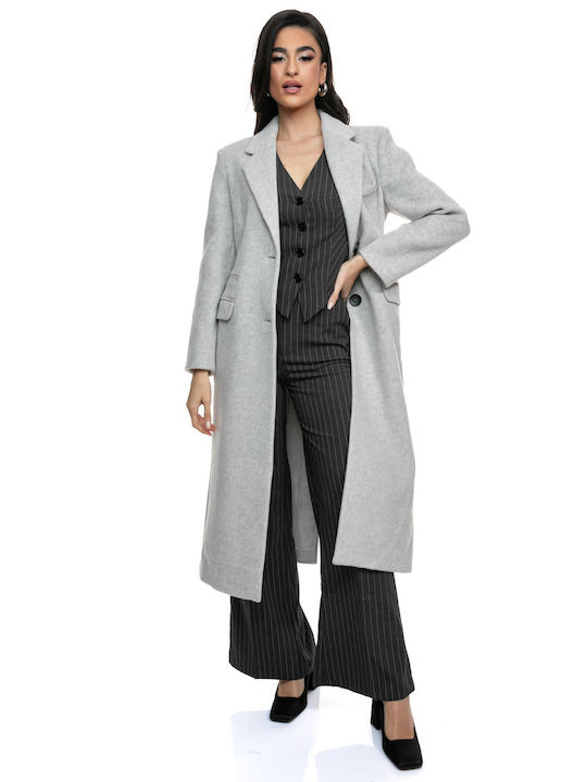 RichgirlBoudoir Women's Long Coat with Buttons grey