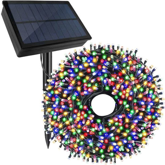 800 Lichterketten LED Warmes Weiß Solar in Zeichenfolge (Μiverse Farben)