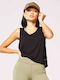 Damen Sport Bluse Ärmellos mit Transparenz Schwarz
