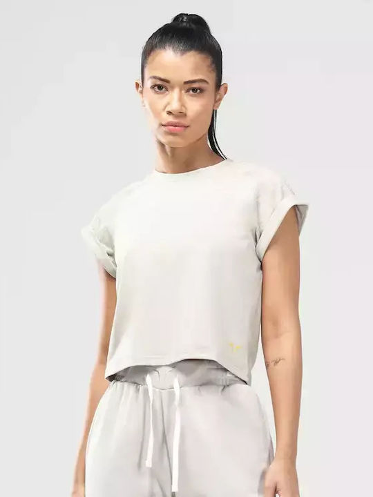 Squatwolf Damen Crop T-Shirt Gray