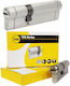 Yale Lock Cylinder Security 120mm (45-75) with 5 Keys Silver