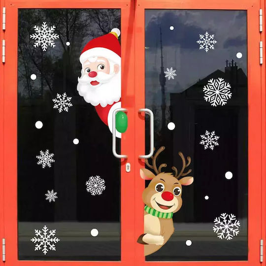 Christmas for Window with Design Άγιου Βασίλη and Τάρανδους