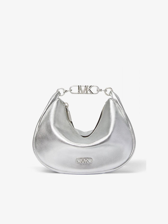 Michael Kors Logo Leather Women's Bag Shoulder Silver