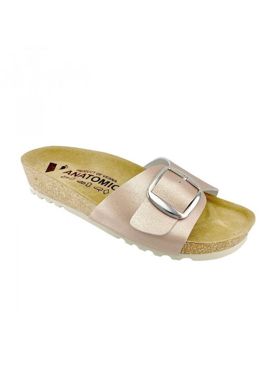 Vesna Leather Women's Flat Sandals Anatomic in Pink Color