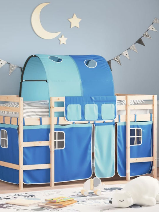 Kids Bed Bunk Single Blue for Mattress 90x190cm