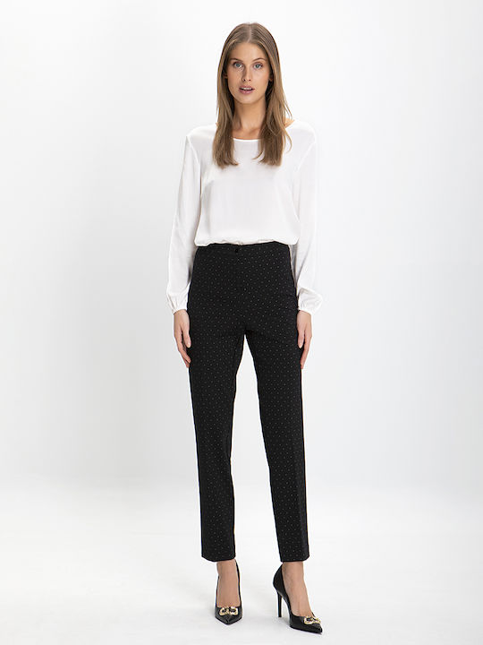 Luisa Viola Women's Fabric Trousers in Skinny Fit Black