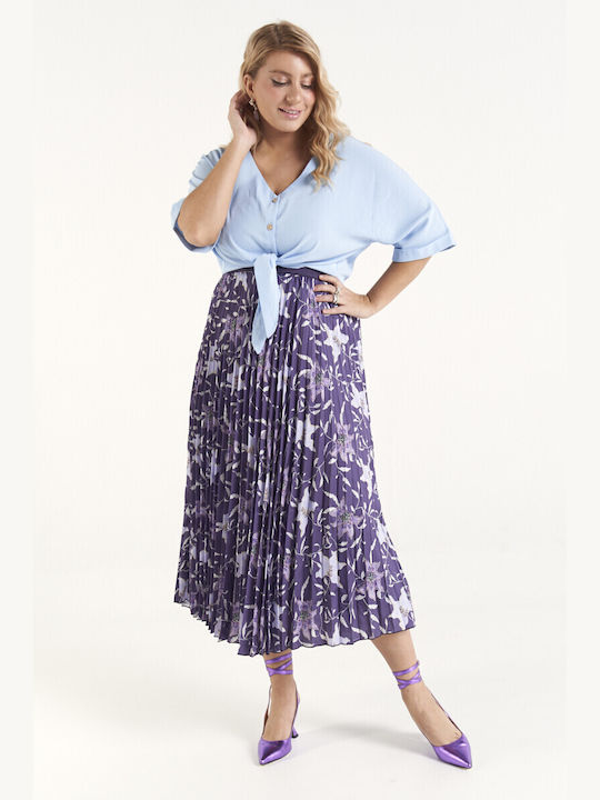 Midi Skirt Floral in Purple color