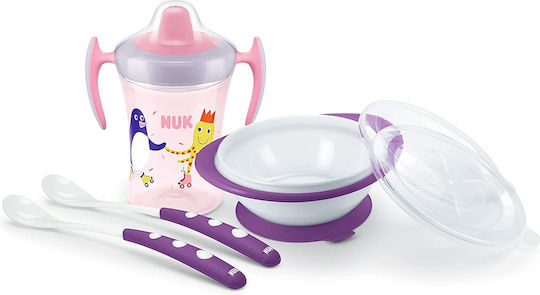 Nuk Feeding Set Learn To Eat made of Plastic with Non-Slip Base Multicolour 3pcs for 6+ months