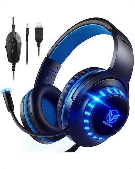 Pacrate H11G Over Ear Gaming Headset with 3.5mm / USB Connectivity Blue for Nintendo Switch / PC / PS4 / PS5 / XBOX