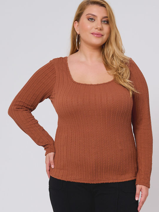 Women's Blouse Long Sleeve Brown