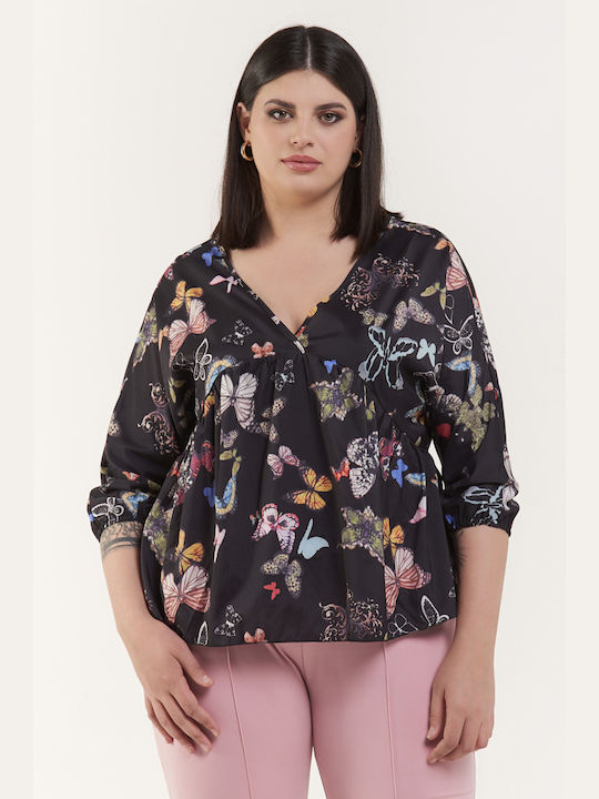 Women's Blouse with 3/4 Sleeve Black