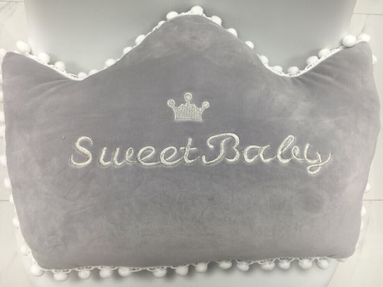 Natural Home Crib Decorative Pillow Crown with Garland Gray