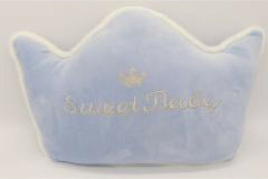 Natural Home Crib Decorative Pillow Sweet Baby Crown Light Blue