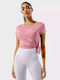 Damen Crop Top Kurzarm Polka Dot Baby Pink