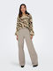 Only Women's High-waisted Fabric Trousers Beige