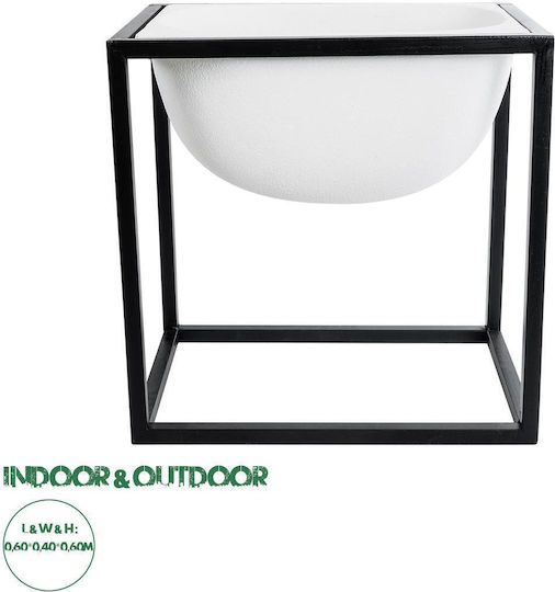GloboStar Fiori Κασπώ Μεταλλικό Λευκό με Βάση 60x60x60εκ.