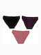 Γυναικεία Slip 3Pack Μαύρο/Μωβ/Σάπιο Μήλο