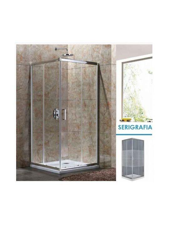 Aquarelle 100120OIA10SER Cabin for Shower with Sliding Door 100x120x180cm Serigrafato Chrome