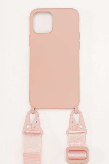 Luigi Strap Umschlag Rückseite Silikon mit Band Rosa (IPHONE 12, IPHONE 12PRO)