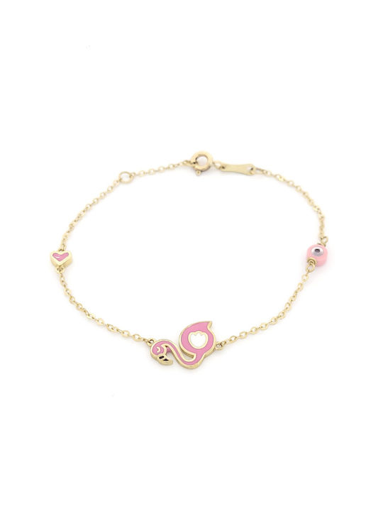 Τογανίδης Kids Gold Chain Bracelet 9K with Evil Eye for Girl