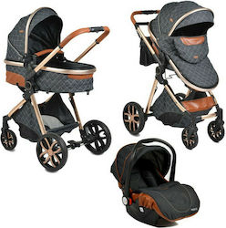 Cangaroo Alma 3 in 1 Verstellbar 3 in 1 Baby Kinderwagen Geeignet für Neugeborene Black 7.5kg